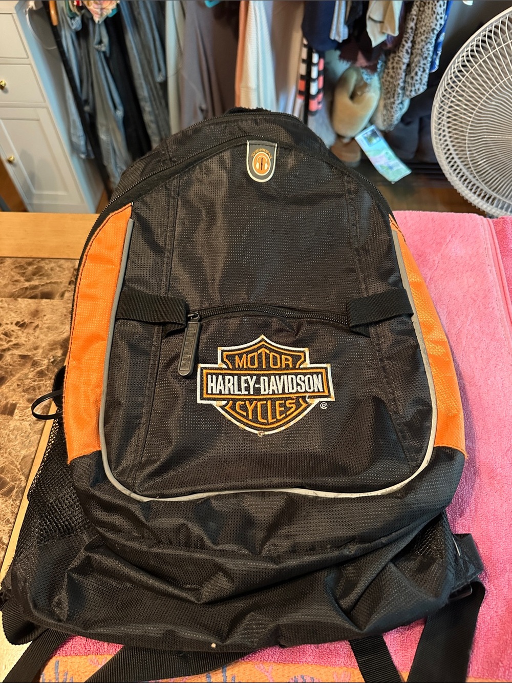 Harley-Davidson Black and Orange Logo Backpack